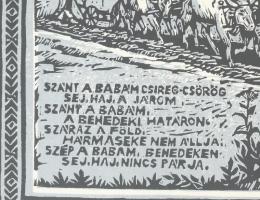 Takács Zoltán (1940-): Nagyanyáink emlékére. Linómetszet, papír, jelzett, számozott (III/VII). Üvege...