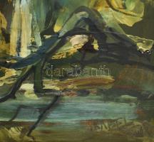 Wrabel (Vrábel) Sándor (1926-1992): Pilis (?). Olaj, farost, jelzett, fakeretben. 34x23 cm