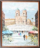 Olvashatatlan jelzéssel: Forgatag. Olaj, farost, fakeretben. 50x40 cm