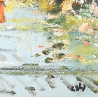 Olvashatatlan jelzéssel: Forgatag. Olaj, farost, fakeretben. 50x40 cm