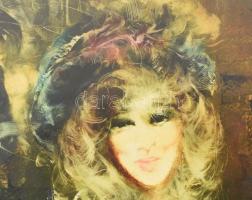 Saly Németh László (1920-2001): Dáma kalapban. Olaj, műanyag. Jelzett. Hátoldalán autográf feliratta...