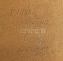 Saly Németh László (1920-2001): Dáma kalapban. Olaj, műanyag. Jelzett. Hátoldalán autográf feliratta...