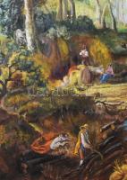 Jelzés nélkül: Erdei jelenet. Olaj, vászon. Sérült. Fakeretben. 80x100 cm. KIZÁRÓLAG SZEMÉLYES ÁTVÉT...