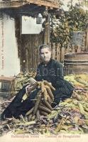 Bulgarian peasant grinding corn