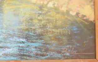 Lestyán Sándor (működött a XX. sz. első felében): Napfényes utca. Pasztell, papír, jelezve jobbra le...