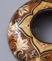 cca 1890, Zsolnay petróleumlámpa 3 darabos rész tétel, szerelék nélkül, keleties aranykontúrozott vi...