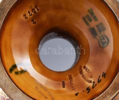 cca 1890, Zsolnay petróleumlámpa 3 darabos rész tétel, szerelék nélkül, keleties aranykontúrozott vi...