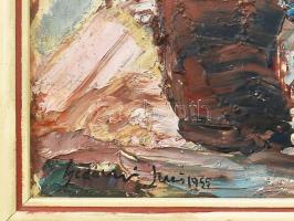 Olvashatatlan (Gadányi Jenő?) jelzéssel: Csendélet. Olaj, karton. Dekoratív, kissé sérült fakeretben...