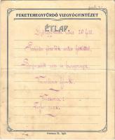 1911 Feketehegyfürdő, Feketehegy, Cernohorské kúpele (Merény, Vondrisel, Nálepkovo); Vízgyógyintézet étlapja. Ferencz D. / menu of the spa (fa)