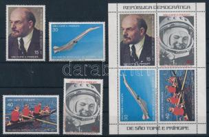 1977 A nagy októberi forradalom 60. évfordulója, Lenin, űrkutatás, olimpia Mi 490-493 + blokk 8