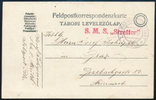 1917 Tábori posta levelezőlap "S.M.S. Streiter"