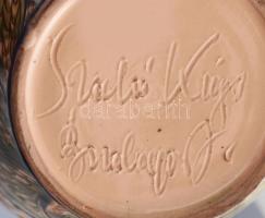 Szabó Kinga: Kétfüles madaras váza. Jelzett, hibátlan, m: 27 cm