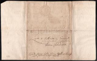 1781 Zilah megyei bortokügyben hozott döntés a városi jegyző aláírásával, pecsétjével nagyrészt magy...