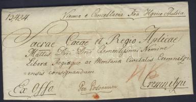 1815 Hivatalos levél a Bécsi kancelláriától Gróf Koháry Ferenc alkancellár aláírásával / Official cover from the Vienna Chancellery with autograph signature of deputy chancellar Count Ferenc Koháry