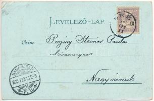 1900 Dés, Dej; Szt. Ferenc rendiek palotája, református templom, Millenniumi szobor (1919-ben ledönt...