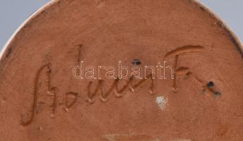 Mónus Ferenc 2 darab figurális butella. Kopással, m: 18,5 cm