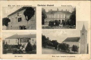 1915 Szombathely, Olad, Római katolikus templom, plébánia és iskola, postahivatal, Ernuszt és Bér kastély (fl)