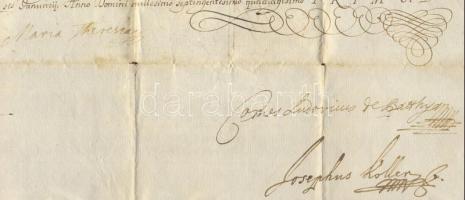 1741 Oklevél Mária Terézia császárnő és Gróf Batthyány Lajos eredeti aláírásával / Diploma with auto...