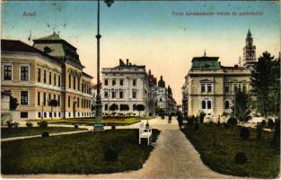 1915 Arad, Felső kereskedelmi iskola és park. Kerpel Izsó kiadása / trade school, park (fl)