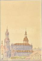 Jelzés nélkül: Városrészlet (Bécs?), 1929. Akvarell, papír. Üvegezett, kissé sérült fakeretben, 15,5...