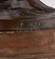Johannes Benk (Bécs, 1844-1914): Női akt lepellel. Patinázott bronz, sérült fa talapzaton. Jelzett: ...
