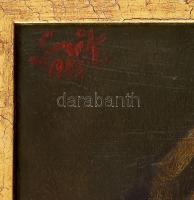 Olvashatatlan jelzéssel (Gerő K?): Elegáns férfi portréja, 1955. Olaj ,falemez. Fakeretben. 31x22,5 ...