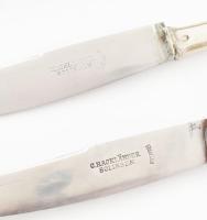 Ezüst (Ag) süteményes evőeszköz készlet 4 személyes, 4 villa, 4 ezüst nyelű kés. összesen nettó 137 ...