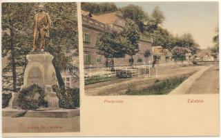 1913 Zalatna, Zlatna; Lukács Béla szobor, Posta utca / statue, street view