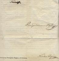 1821 Levél I Ferenc császár sajátkezű aláírásával / Letter with autograph signature of Emperor Franc...