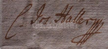 1793 Hivatalos levél a budai helytartó tanácstól Gróf Haller József eredeti aláírásával / Official c...