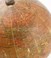 Antik földgömb. Ezüstözött fém, karton, kopással, m: 18,5 cm