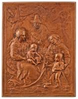 Vallási jelenetet ábrázoló öntött bronz plakett &quot;IB 1659&quot; jelzéssel, későbbi másolat (147x115mm) T:AU Cast bronze plaque with religious scene, with &quot;IB 1659&quot; mark, later copy (137x115mm) C:AU