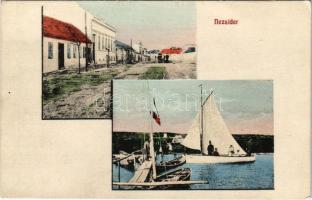 1909 Nezsider, Neusiedl am See; Fertő tó, vitorlás, utca / Neusiedler See, Strasse / lake and street