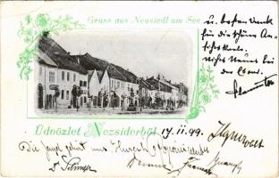 1899 (Vorläufer) Nezsider, Neusiedl am See; utca / Strasse / street. Art Nouveau, floral (EB)