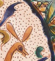 Szabó Kinga: Dísztányér őzgidával. Jelzett, kis kopással, d: 35,5 cm KIZÁRÓLAG SZEMÉLYES ÁTVÉTEL, NE...