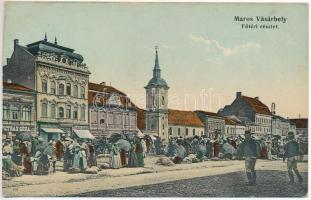 1909 Marosvásárhely, Targu Mures; Fő tér, piac, Petrás Géza, Szalmásy Gyula, Hary Géza, Schwartz János üzlete. Porjes S. Sándor kiadása / main square, shops