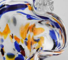 Muranoi üveg kosár. Anyagában, színezett, hibátlan 24 cm