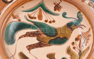 Szabó Kinga: Dísztányér madárral. Jelzett, kis kopással, d: 30 cm KIZÁRÓLAG SZEMÉLYES ÁTVÉTEL, NEM P...