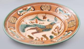 Szabó Kinga: Dísztányér madárral. Jelzett, kis kopással, d: 30 cm KIZÁRÓLAG SZEMÉLYES ÁTVÉTEL, NEM P...