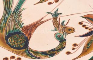 Szabó Kinga: Dísztányér halat fogó madárral. Jelzett, kis kopással, d: 37 cm KIZÁRÓLAG SZEMÉLYES ÁTV...