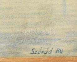 Szórád jelzéssel: Faluvége. Akvarell, papír. Üvegezett fakeretben. 35×50 cm