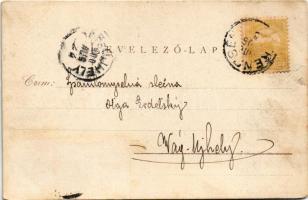 1900 Trencsén, Trencín; vár, templom, Café de Ville városi kávéház. Szold Henrik műintézet kiadása /...