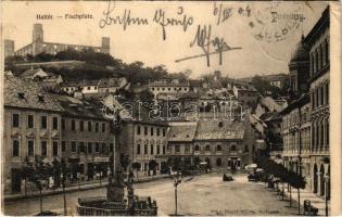 1904 Pozsony, Pressburg, Bratislava; Hal tér, zsinagóga, vár, üzletek. Divald Károly 501. sz. / Fischplatz / square, synagogue, castle, shops (EK)