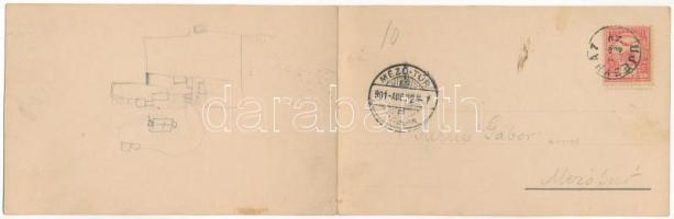 1901 Nagyszeben, Hermannstadt, Sibiu; G.A. Seraphin, Jos. Drotleff 2-tiled folding panoramacard (apr...