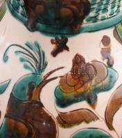 Szabó Kinga: Madaras kétfüles korsó. Jelzett, kis kopással, m: 26 cm