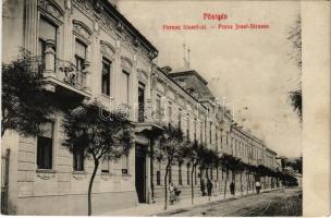 1913 Pöstyén, Pistyan, Piestany; Ferenc József út. Kaiser Ede kiadása / Franz Josef-Strasse / street view (fl)