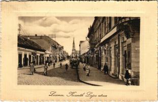 1914 Losonc, Lucenec; Kossuth Lajos utca, Nagy áruház üzlete. Kármán kiadása / street, shops