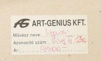 Végvári Tamás (1962-): Virág. Vegyes technika, karton, jelzett, üvegezett keretben, 14×14 cm