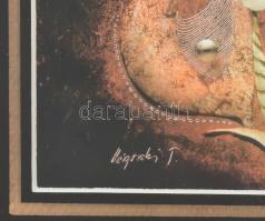 Végvári Tamás (1962-): Virág. Vegyes technika, karton, jelzett, üvegezett keretben, 14×14 cm