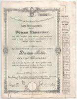 Budapest 1894. &quot;Baja-Zombor-Újvidéki Helyi Érdekű Vasút Részvénytársaság&quot; törzsrészvénye 100Ft-ról szárazpecséttel, szelvényekkel T:F